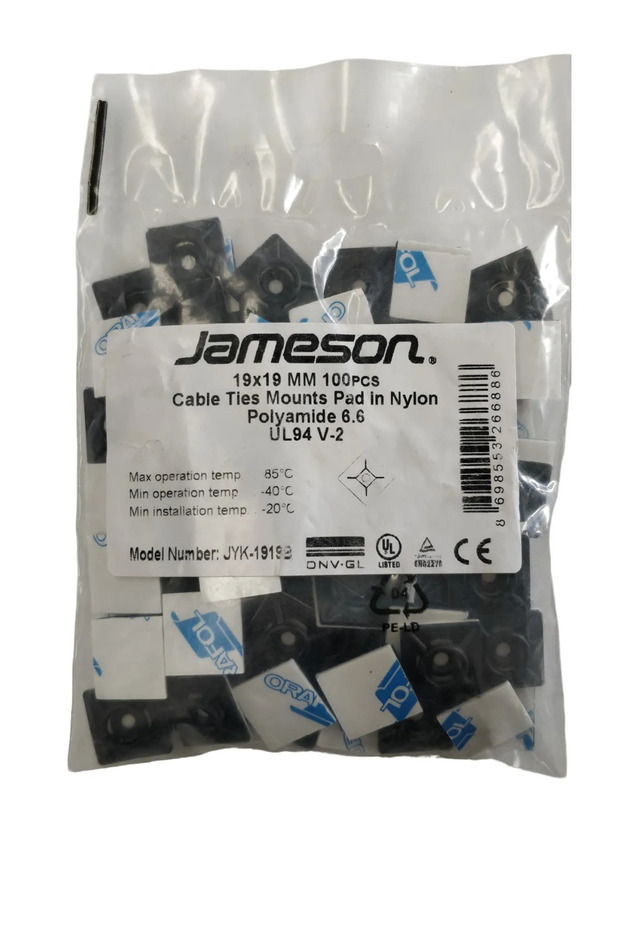 Yapışkanlı Kroşe Siyah 19x19mm (100 Adet) - 1