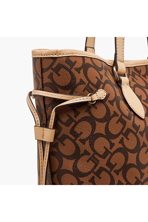 Ashburn Monogram Print Tote Bag with Zip Closure - 6