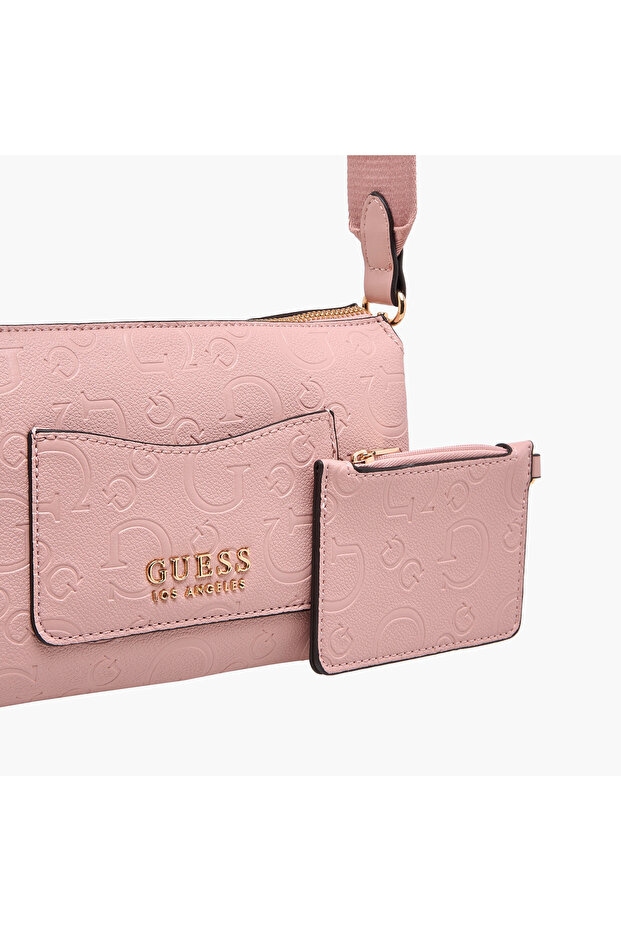 Niko Monogram Embossed Crossbody Bag with Card and Pouch Set - 5