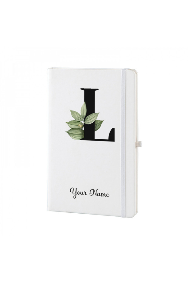 Personalized White Notebook with Initial “L”