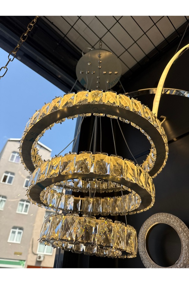 Kristal 3 katlı led avize - 2