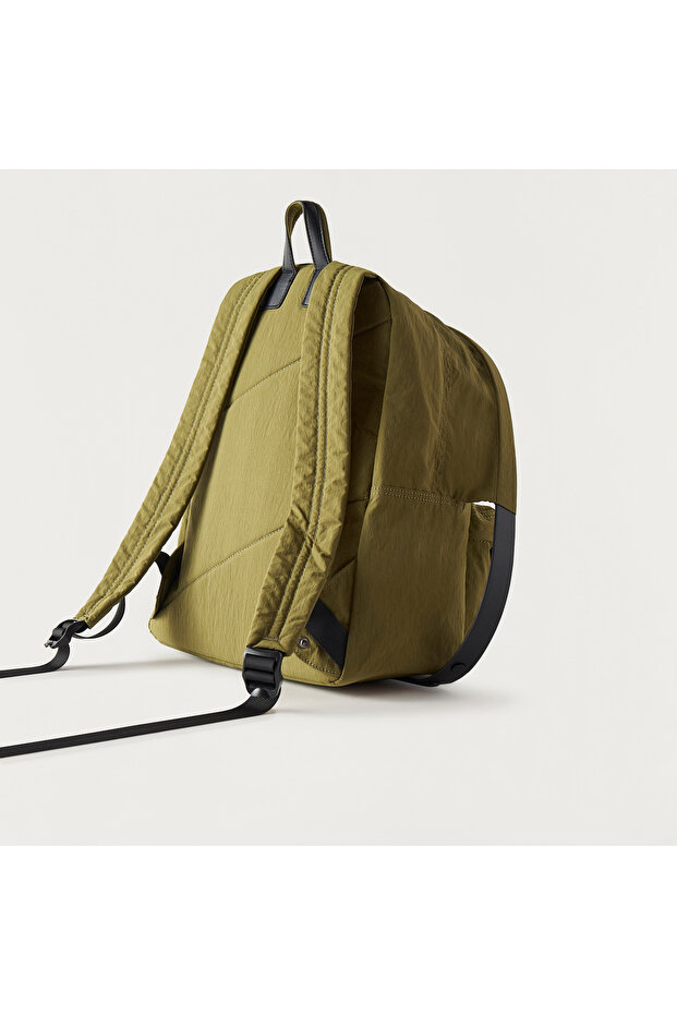 Solid Backpack with Adjustable Straps and Zip Closure - 38x13x40 cms - 3