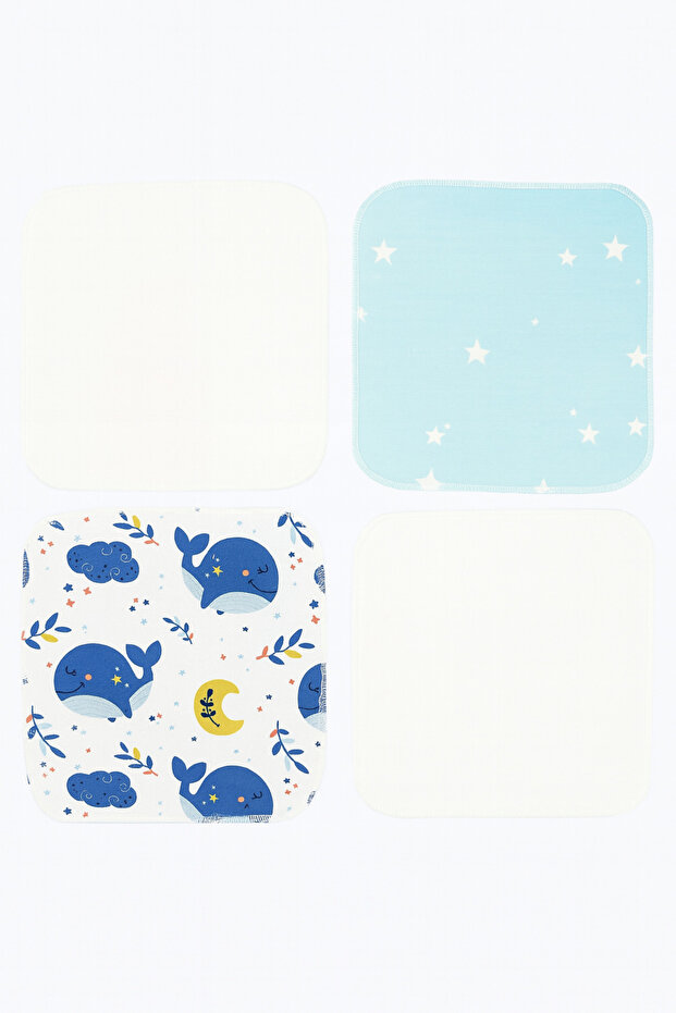 4 Pack Baby Mouth Wipes 100% Cotton - Whale