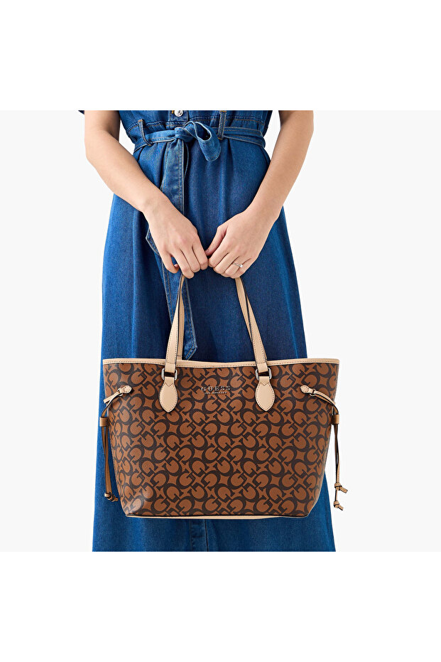 Ashburn Monogram Print Tote Bag with Zip Closure - 2