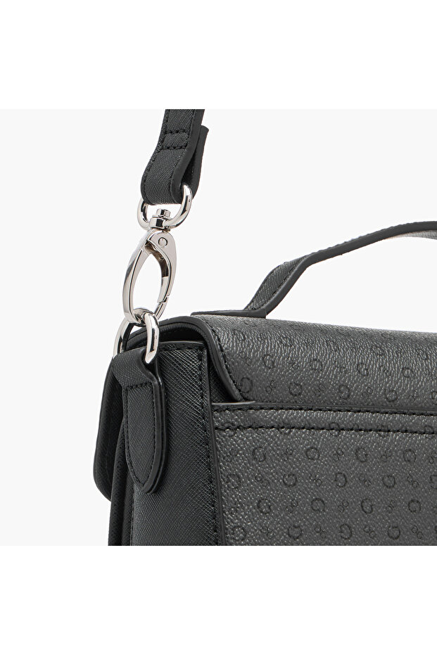 Elaina Monogram Print Crossbody Bag with Flap Closure and Adjustable Strap - 6