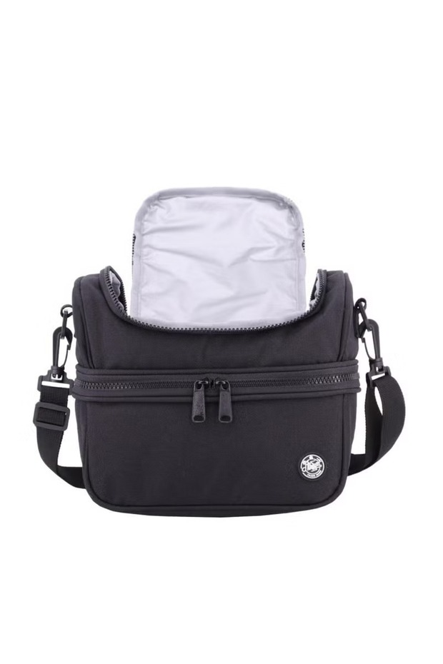 حقيبة غداء كبيرة بسحاب - أسود سادة - 3