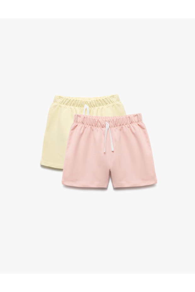 Cotton Elastic Waist Basic Bermuda Multicolor 2-Piece Shorts Set