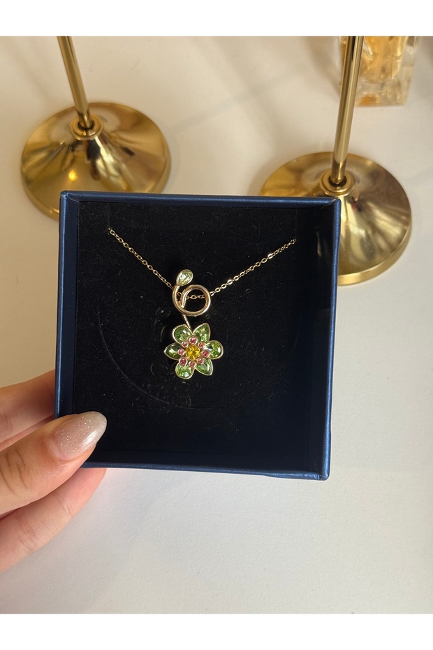 Çelik Çiçekli Kolye - 1