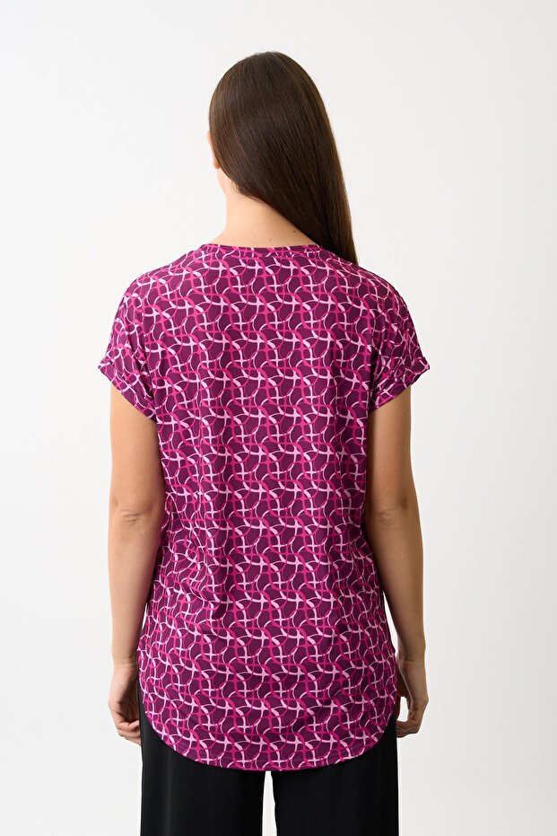 بلوزة منقوشة بفتحات جانبية - 3