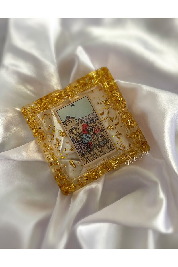 Six of Cups Mug Six of Cups Tarot Card Gold Leafed Epoxy Ashtray Ashtray