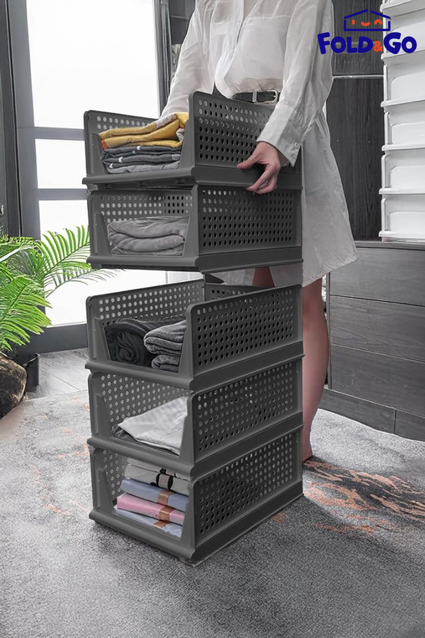 (3 Pieces) Multi-Purpose Sliding Shelf Cabinet Clothes and Home Accessory Organizer ”Anthracite” - 4