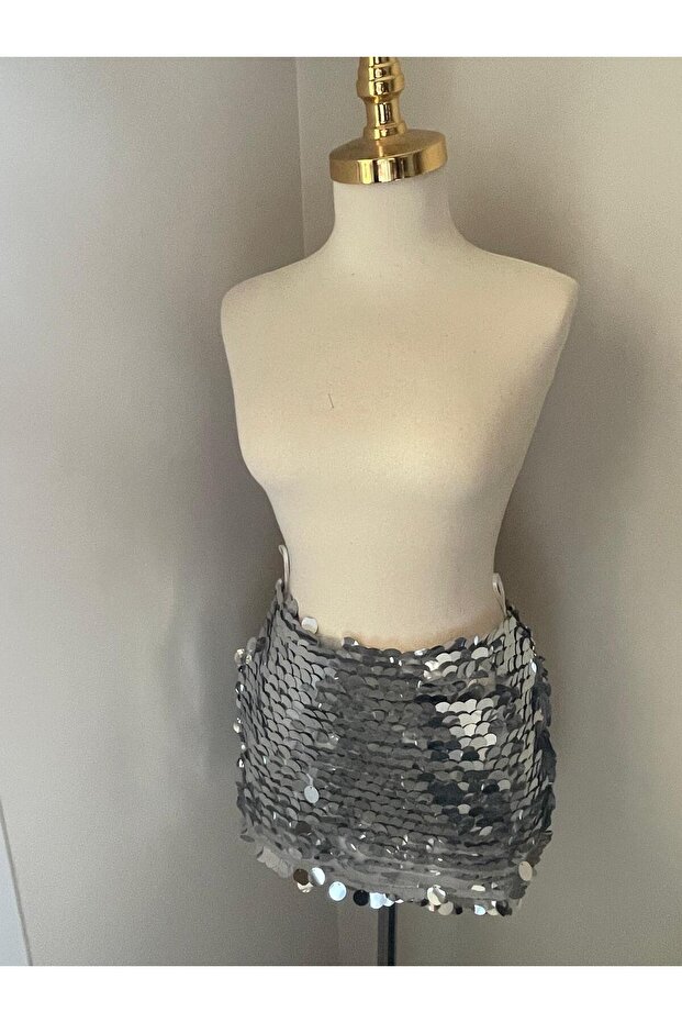 PAYETLİ GÜMÜŞ MİNİ ETEK - 2