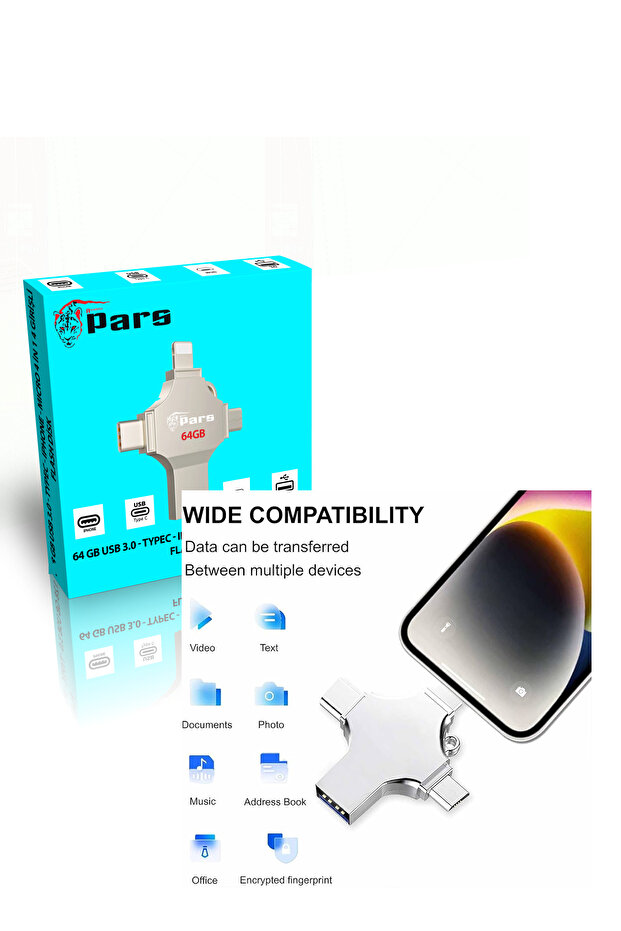 64GB OTG 4in1 FLASH DİSK - USB 3.0 - IPHONE - TYPEC - MİCRO - 3