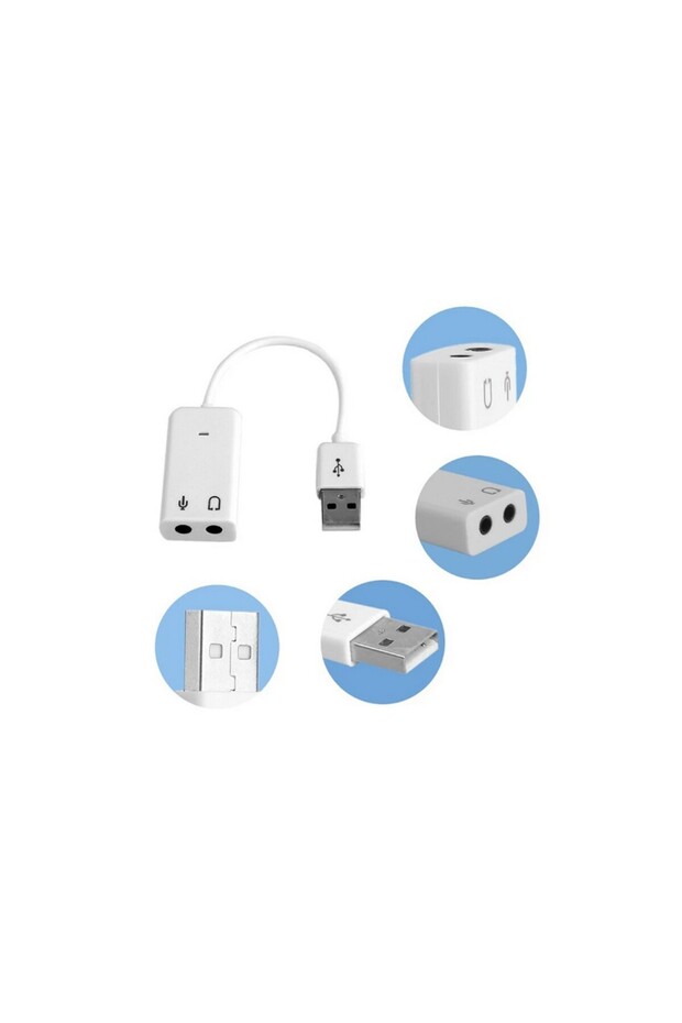 USB Kablolu Ses Kartı 7.1 Sound Çevirici Dönüştürücü, 3.5mm jak girişli, - 6