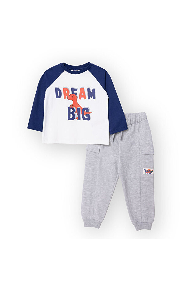 HelloBaby Erkek Bebek Eşofman Takımı Fermuarlı Cool Dino Uzun Kol Lastikli - 2