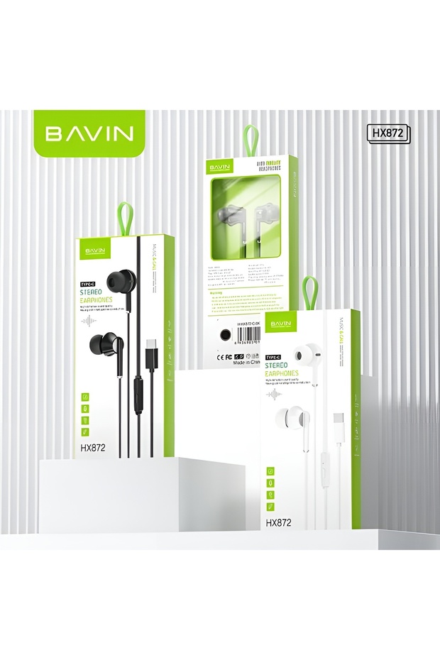 HX872 Type-C Wired Earphone with Microphone, HD Stereo Sound, and Bass Sound, Black - 8