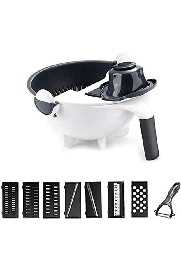 Vegetable and Vegetable Slicer, Portable, with Black Drain Basket