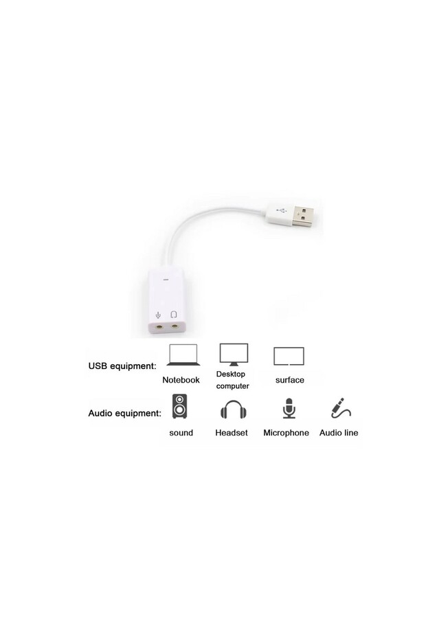 USB Kablolu Ses Kartı 7.1 Sound Çevirici Dönüştürücü, 3.5mm jak girişli, - 4
