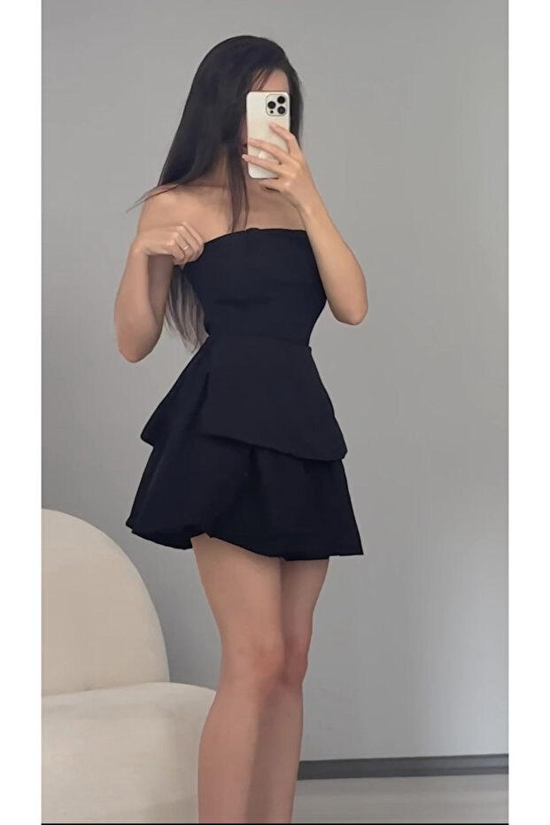 Straplez mini elbise - 1