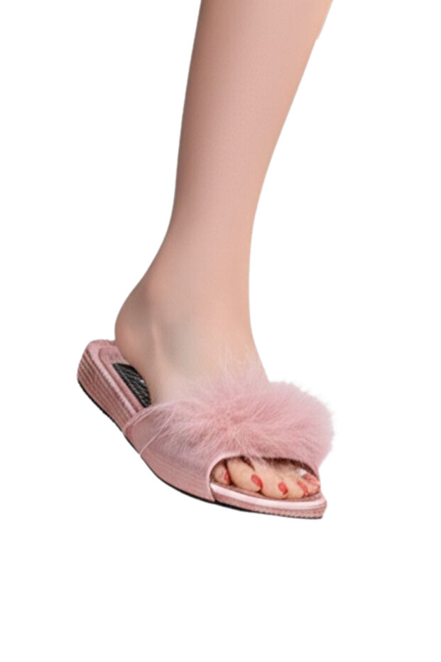 Women's Feathered Dowry Gift House Slippers Vr.G01.80C.Y01