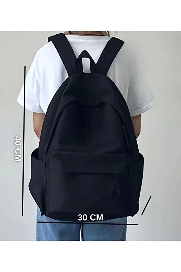 حقيبة ظهر أساسية سوداء مطبوعة للمدرسة والدروس والدروس - 1