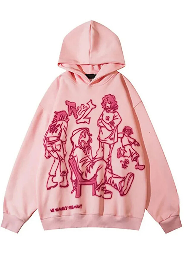 سويت شيرت كبير الحجم بنمط الرسوم المتحركة Harajuku