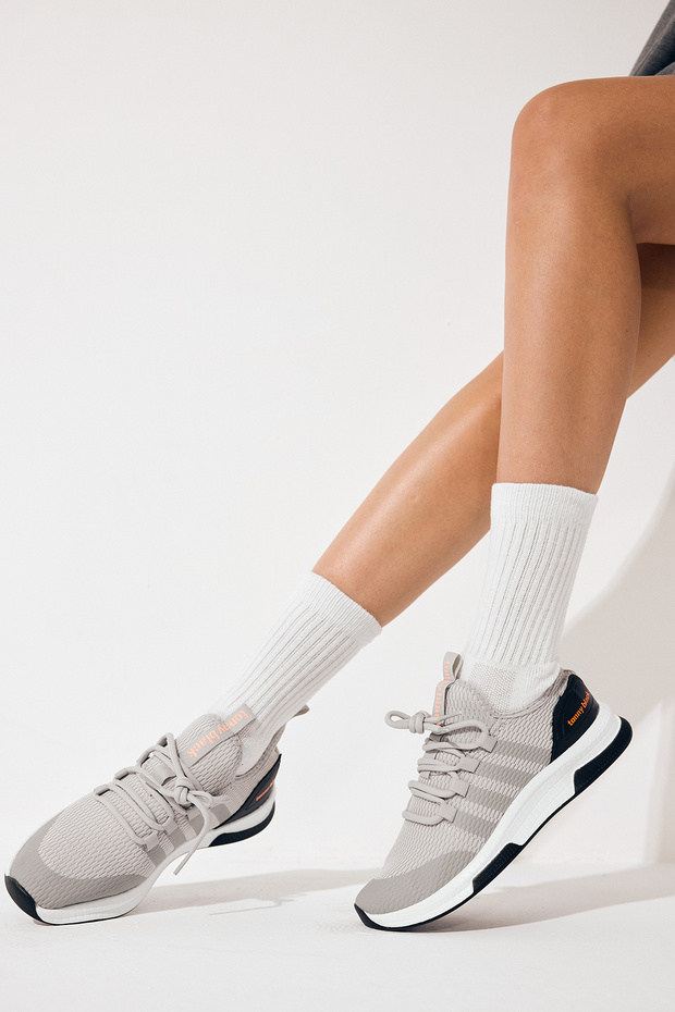 Unisex Füme Poli Taban Şeritli Bağcıklı Spor Ayakkabı - 2