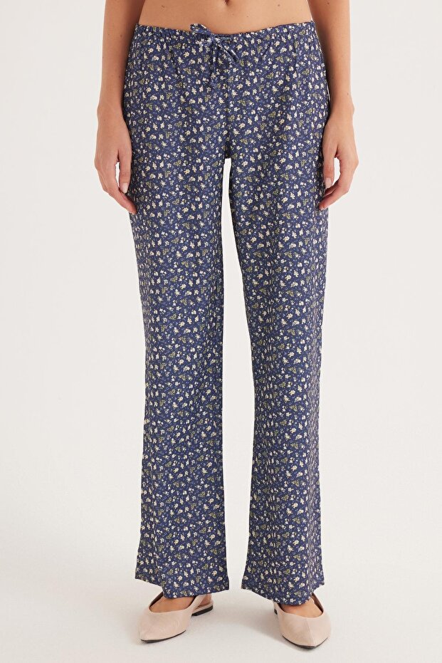 Women's Relax Fit Relaxed Cut Elastic Waist Tie Patterned Pants