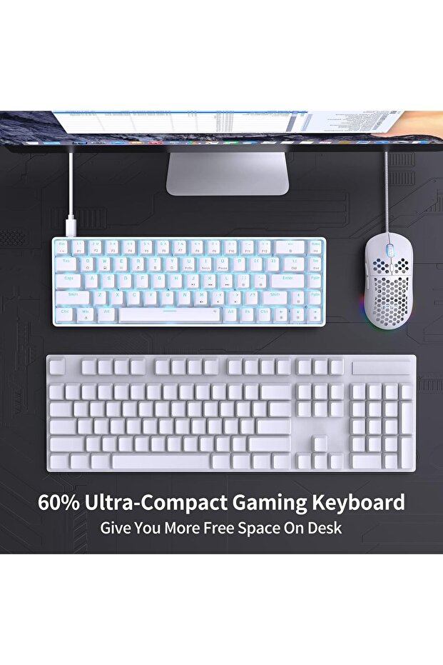 DIERYA DK68SE 60% Gaming Mechanical Keyboard, Ultra Compact Mini 68 Keys with Red Switches Wired Key - 2