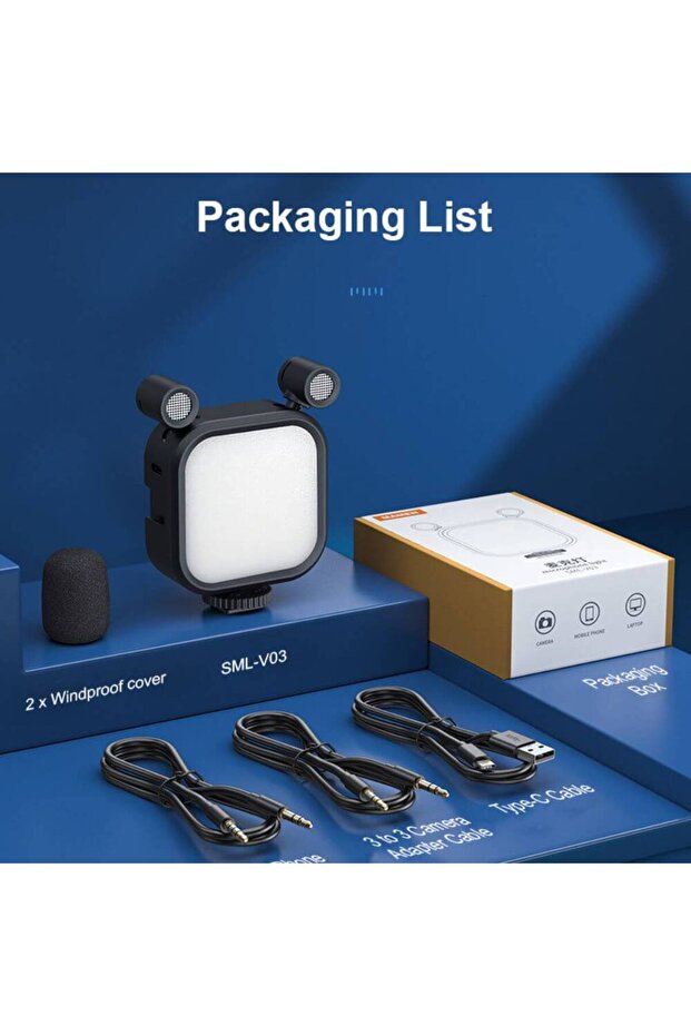 2 in 1 Microphone RGB LED Light For Vlogging - 8