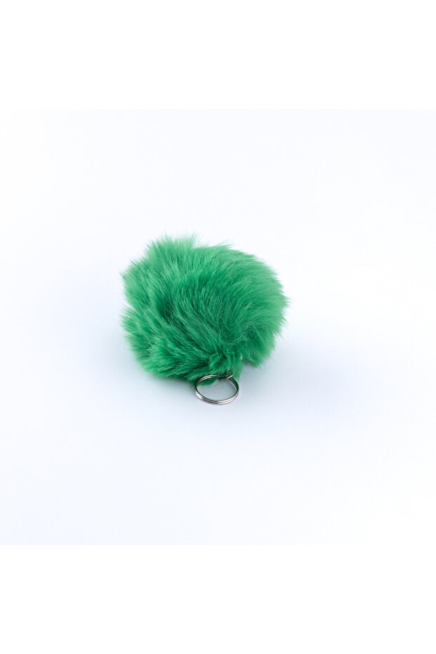 Breloc cu pompon de pluș, verde - 1
