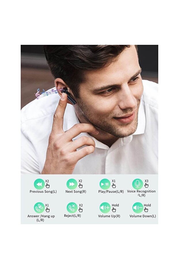 سماعات أذن لاسلكية بتقنية البلوتوث مع بطارية قابلة للاستبدال ووقت تشغيل يصل إلى 100 ساعة وخاصية إلغاء الضوضاء - 2