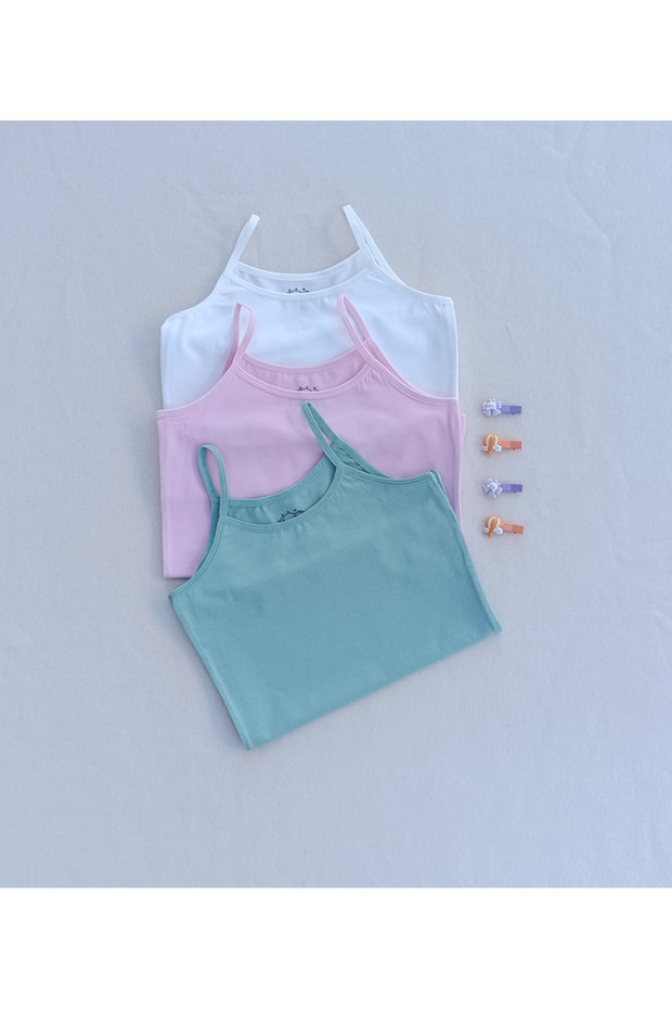 Plain Soft Textured Lycra Flexible Fabric 3-Piece Colorful Children's Singlet - 3