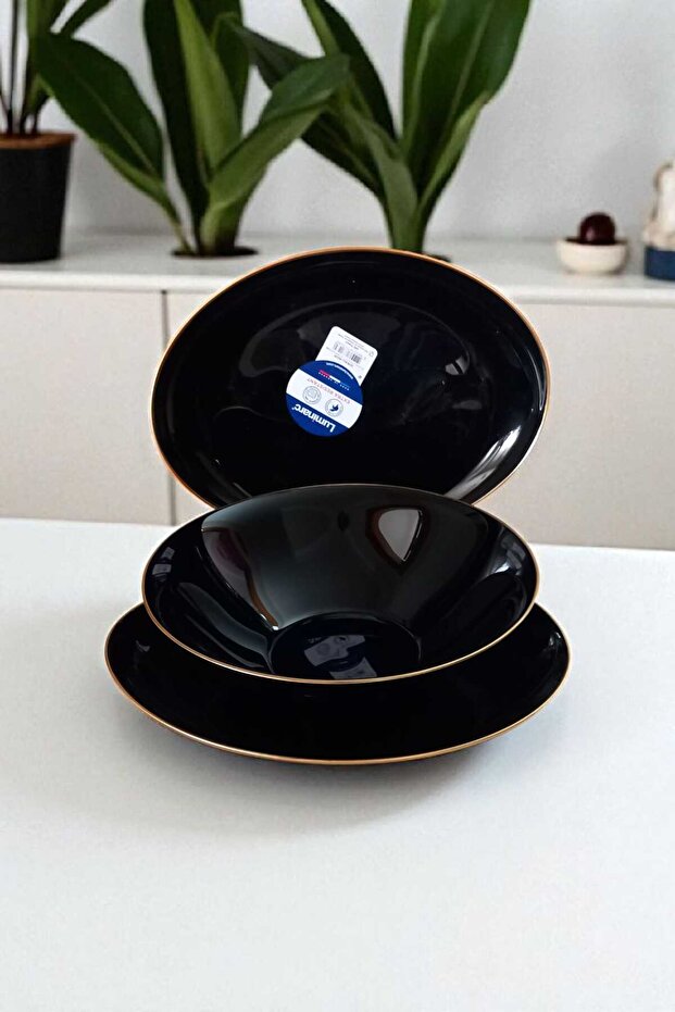 3'lü Yaldızlı Servis Seti Siyah - 1