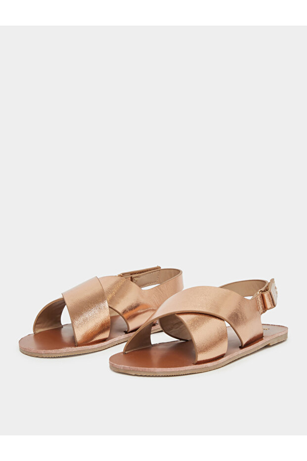 Solid Buckle Detail Flat Sandals - 2