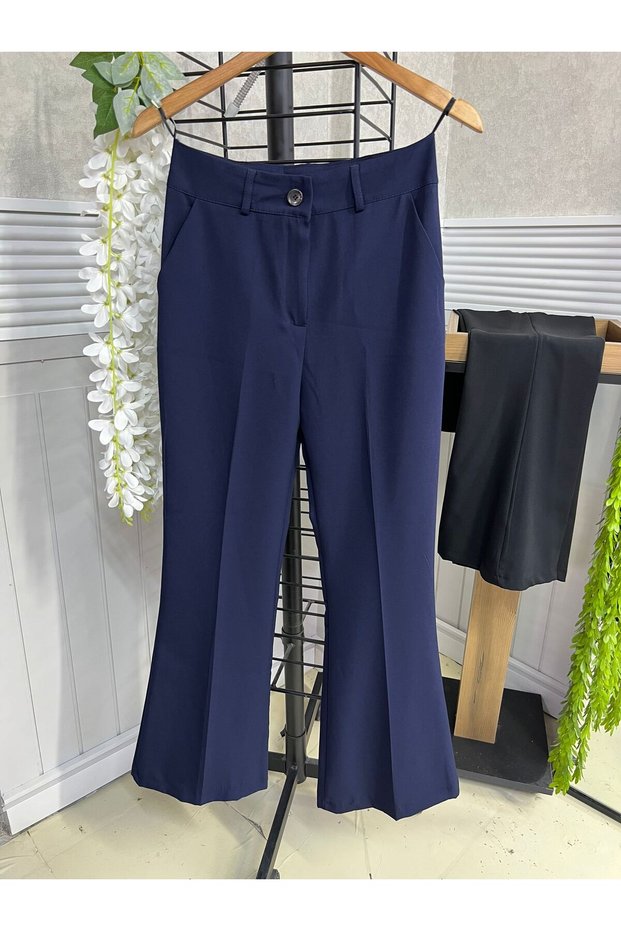 Flare Leg Fabric Trousers
