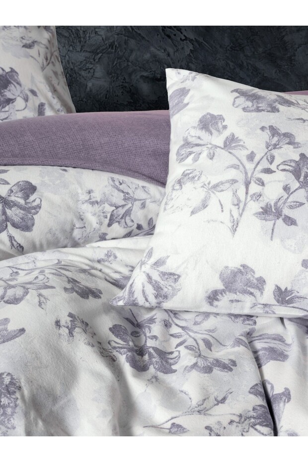 Flanel Tek Kişilik Nevresim Takımı Sadie Mor - 2