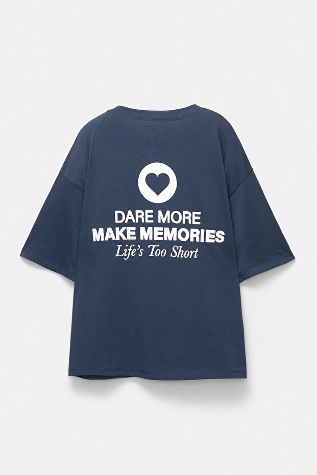 Kalp grafik baskılı tişört - 7