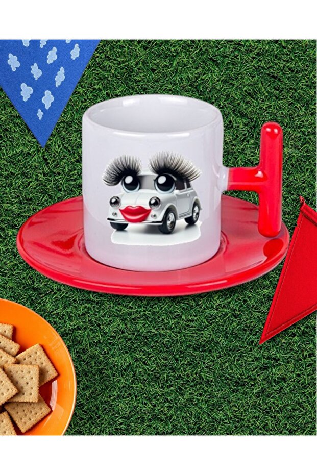 Custom Printed Red t Turkish Coffee Cup