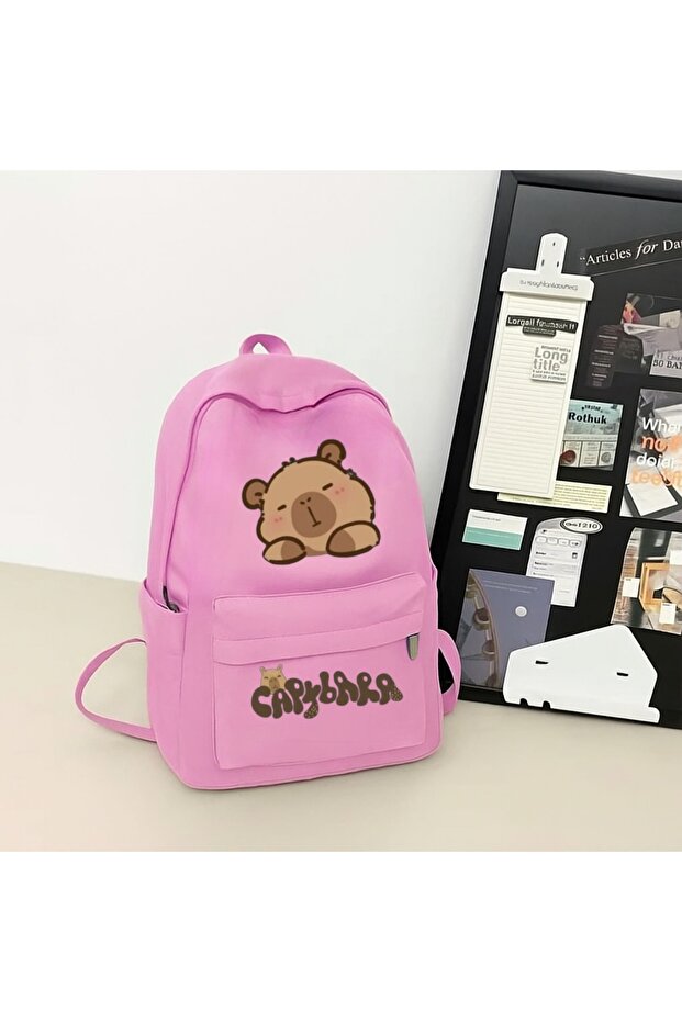 حقيبة ظهر مدرسية مطبوعة من CapyBara، ودروس، ودورة - 1
