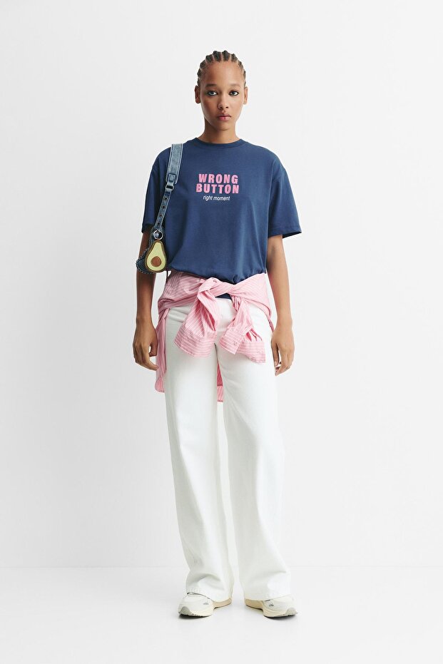 Telefon grafik baskılı t-shirt - 2