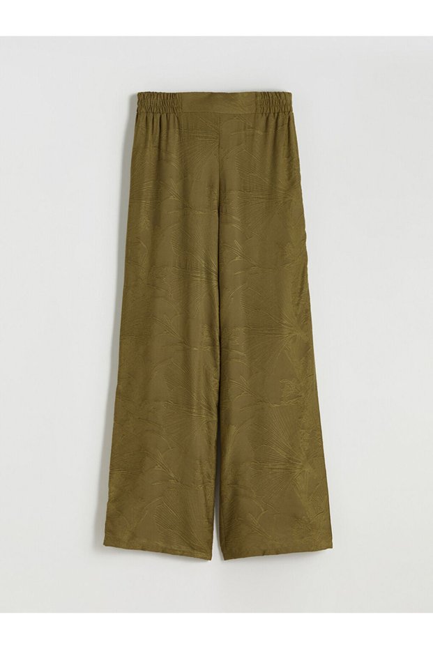 Lcwaikiki Classic Green Elastic Waist Embroidered Women's Trousers