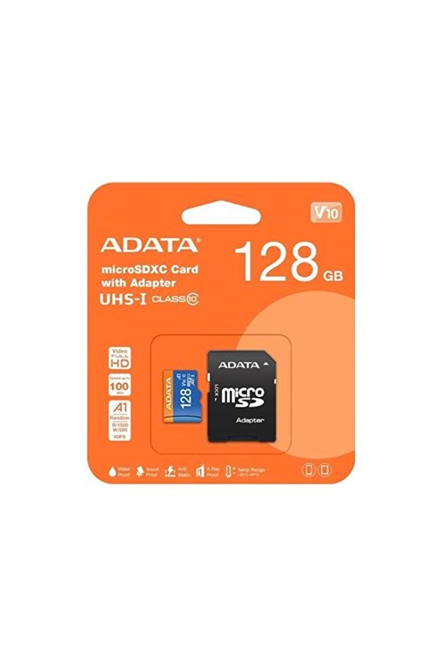 بطاقة ذاكرة Premier128 Micro SDXC سعة 128 جيجابايت UHS-I فئة 10 V10 A1 مع محول أسود