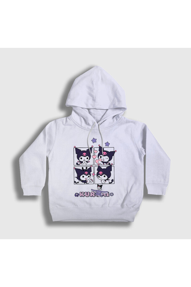 Unisex Kids White Pose Kurami Kuromi Hooded Sweatshirt 568727Tt
