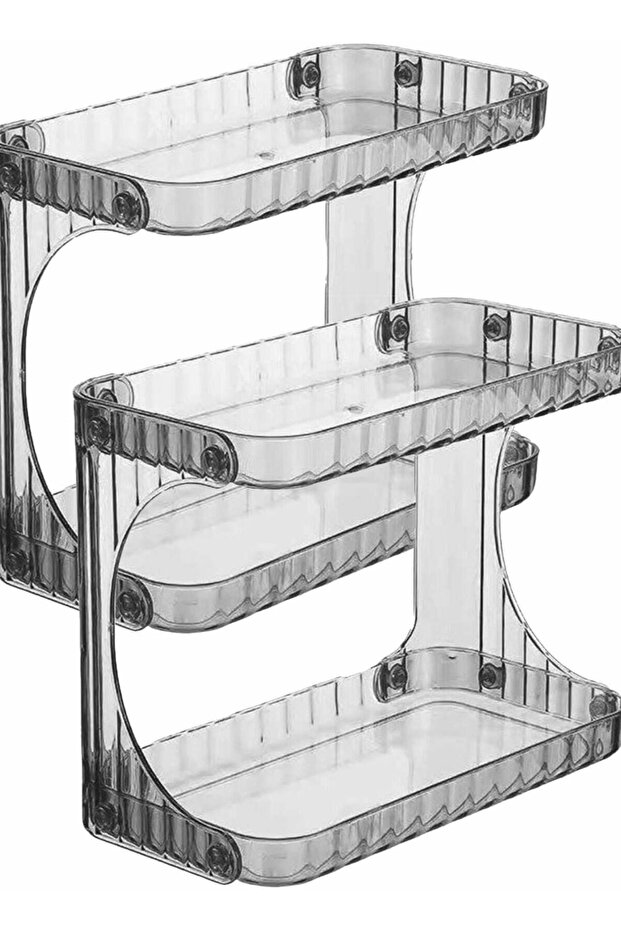 2 Pcs Multifunctional 2-Tier Cosmetic Organizer Storage Shelf Caddy Stand Countertop Makeup Rack Va
