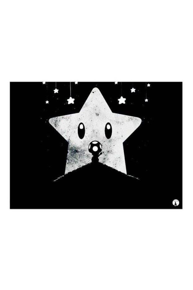 Star Themed Metallic Plate Black/White 20x15cm