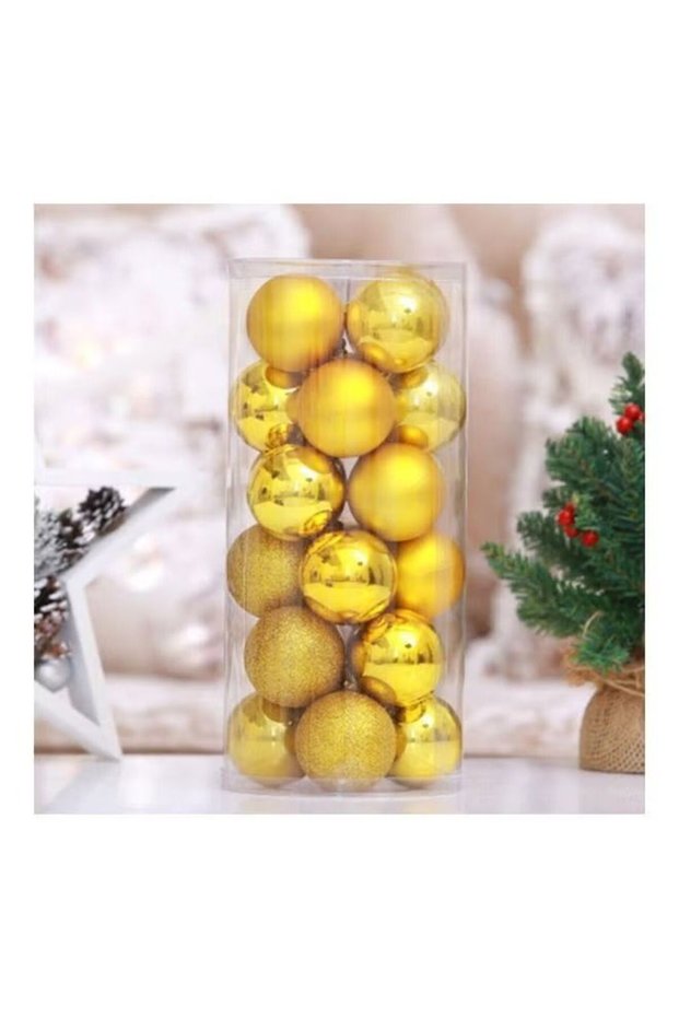 24-Piece Tree Decoration Ball Set Gold 4centimeter