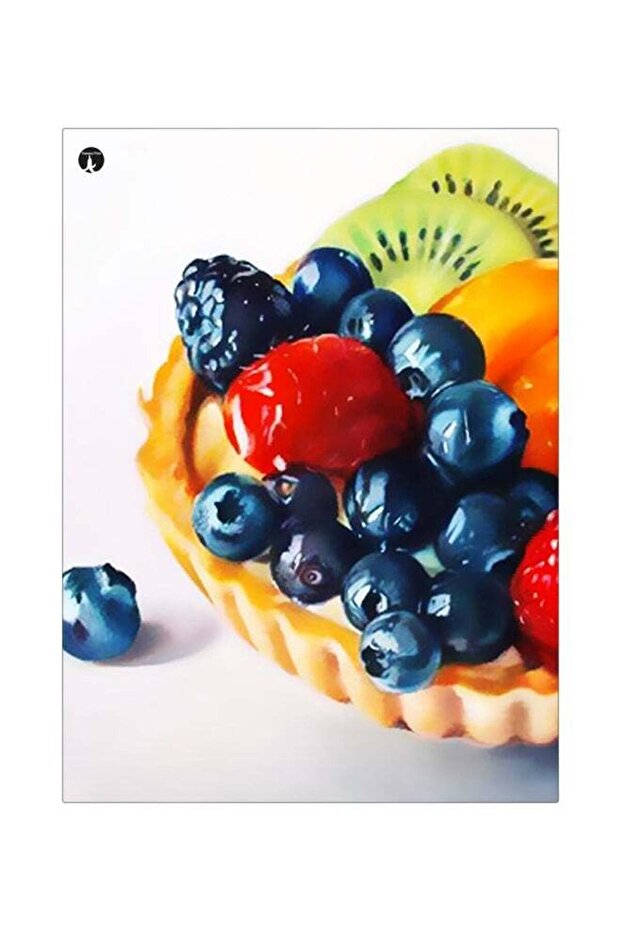 Fruit Themed Metallic Plate Blue/Red/Green 20x15cm