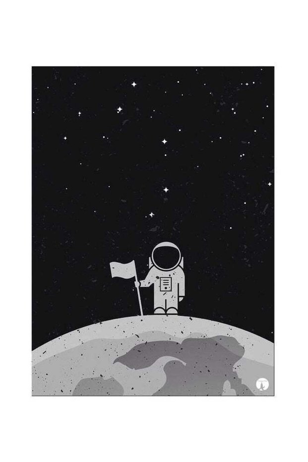 Astronaut Printed Metallic Plate Black/Grey 20x15cm