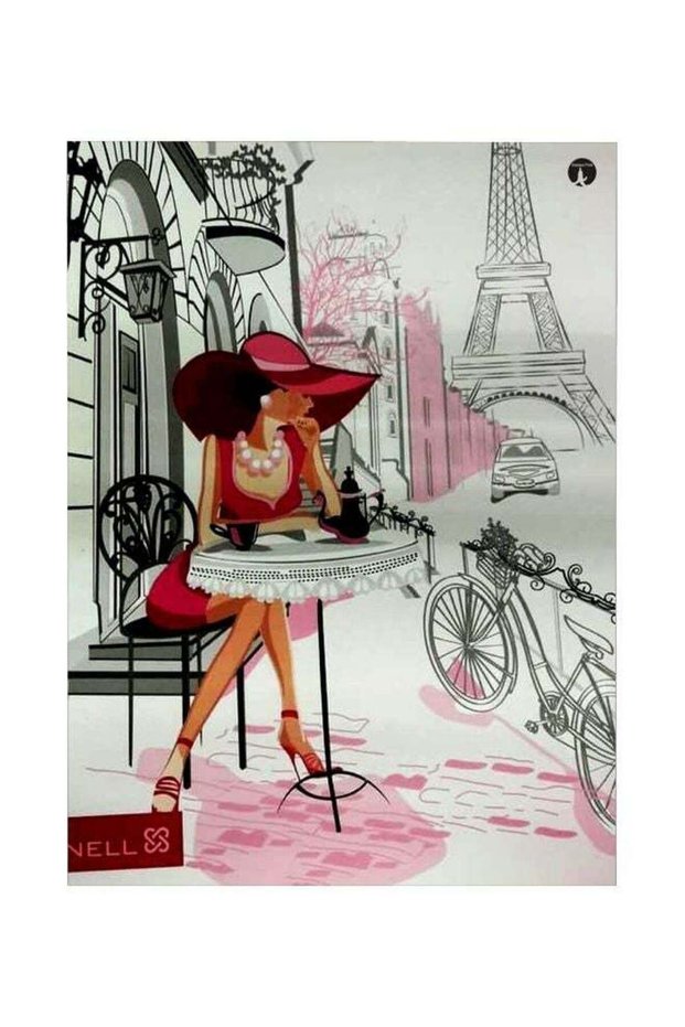 Paris Themed Metallic Plate Grey/Red/Pink 20x15cm
